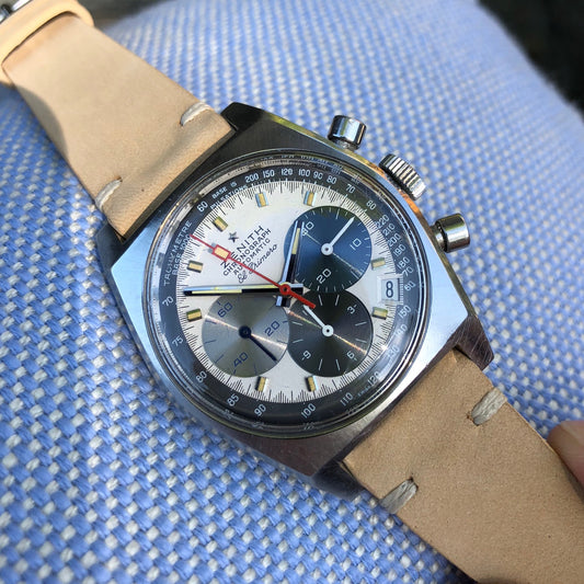 Vintage Zenith El Primero A3817 Stainless Steel Automatic Chronograph Wristwatch Circa 1971 - Hashtag Watch Company