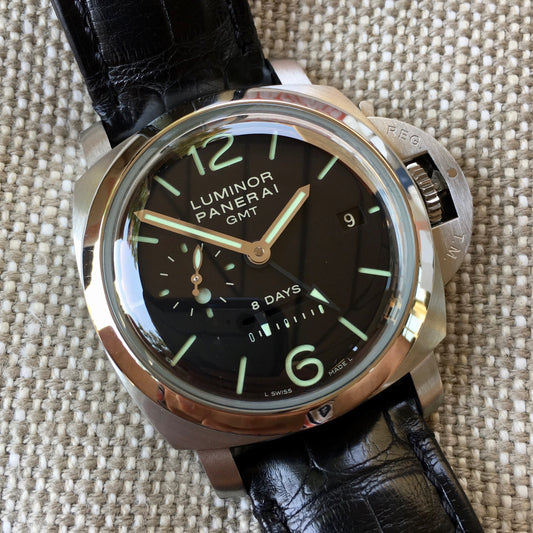 Panerai PAM 233 Luminor 1950 8 Days GMT "Dot" Stainless Steel Manual PAM00233 Watch - Hashtag Watch Company