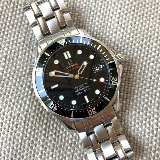Omega Seamaster 212.30.41.20.01.002 Co-Axial 41mm Steel Black Wave Dial Wristwatch Box and Papers - Hashtag Watch Company