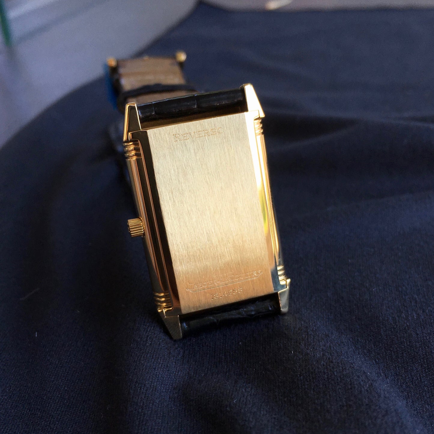 Jaeger LeCoultre Reverso 18K Yellow Gold Manual Wind Silver Leather Wristwatch - Hashtag Watch Company
