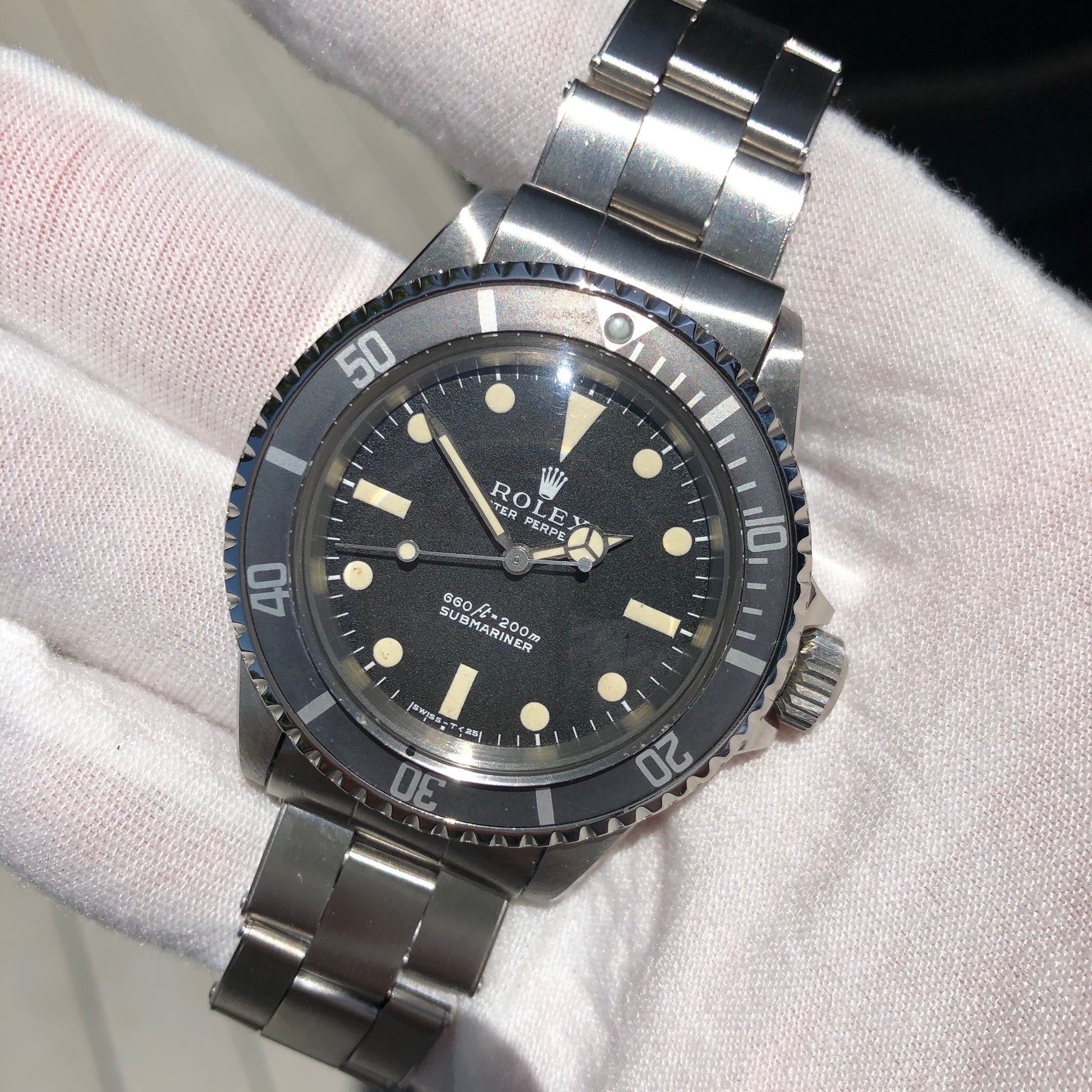 Vintage Rolex Submariner 5513 Matte Black Non Serif Dial Wristwatch Circa 1969 - Hashtag Watch Company