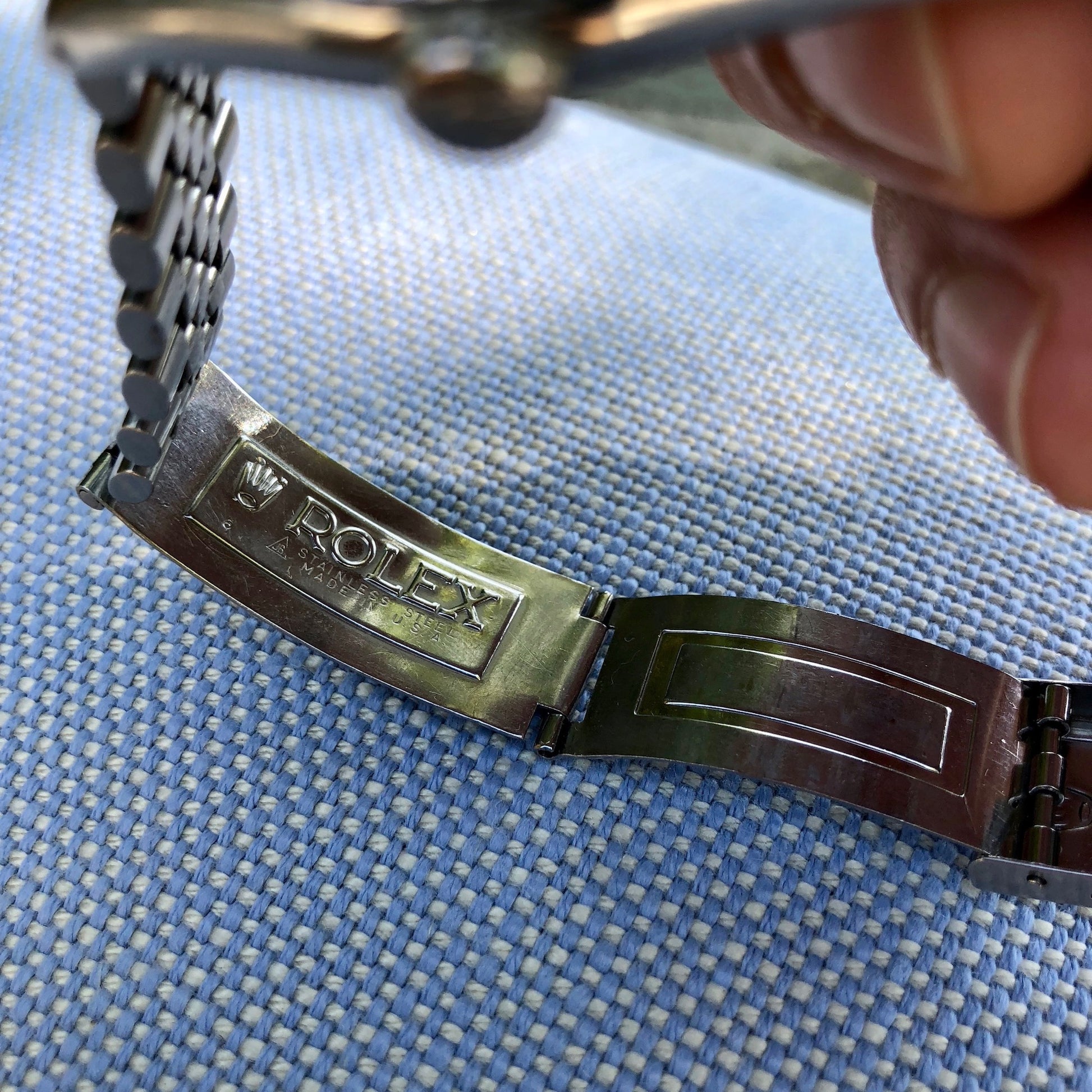 Vintage Rolex Datejust 1603 Black Stick Engine Turned Big Logo Wristwatch Circa 1966 - Hashtag Watch Company